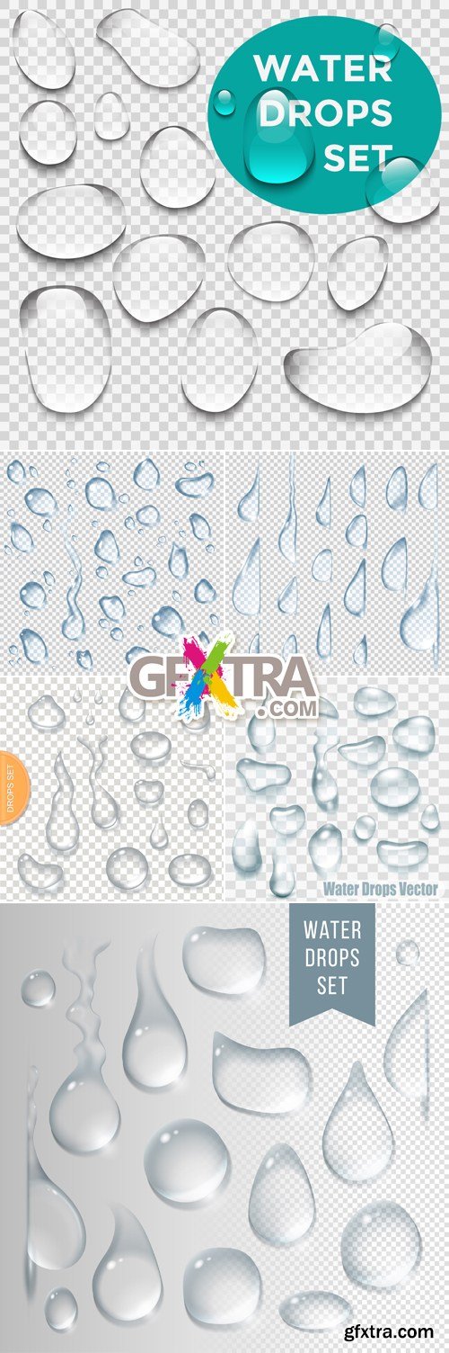 Water Drops on Transparent Background Vector