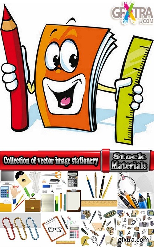 Collection of vector image stationery office supplies 25 Eps