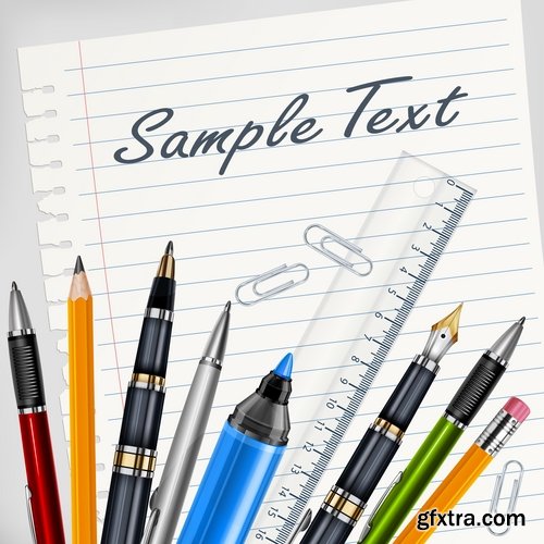 Collection of vector image stationery office supplies 25 Eps