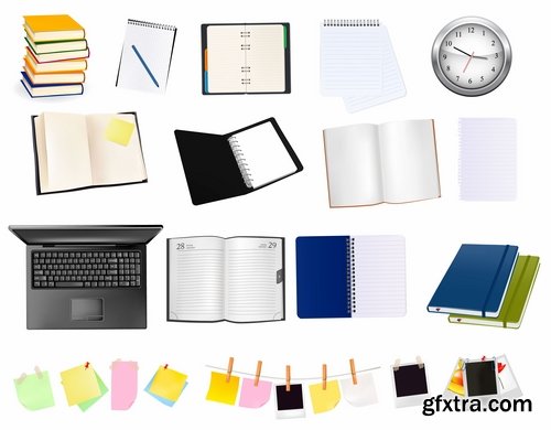 Collection of vector image stationery office supplies 25 Eps