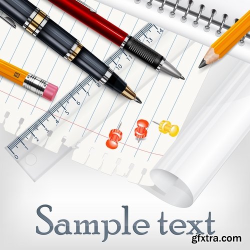 Collection of vector image stationery office supplies 25 Eps