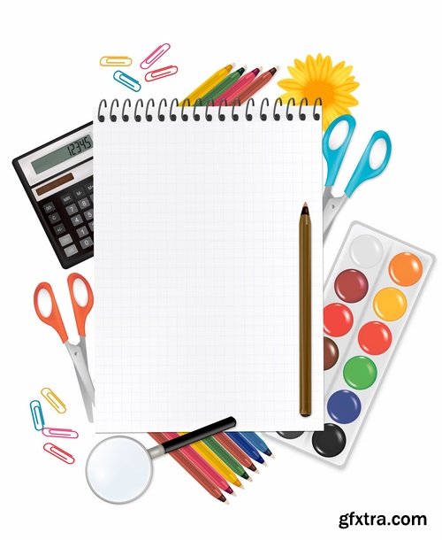 Collection of vector image stationery office supplies 25 Eps