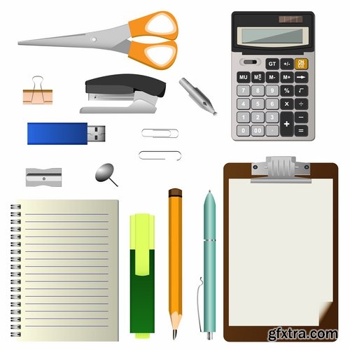 Collection of vector image stationery office supplies 25 Eps