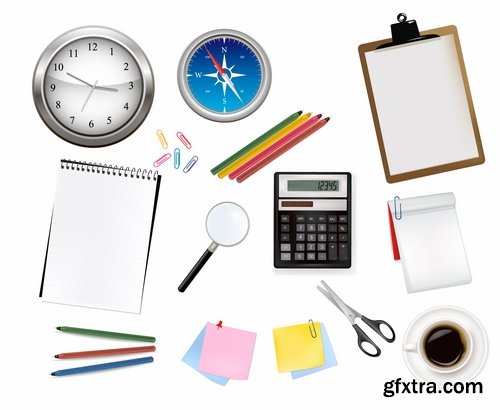 Collection of vector image stationery office supplies 25 Eps