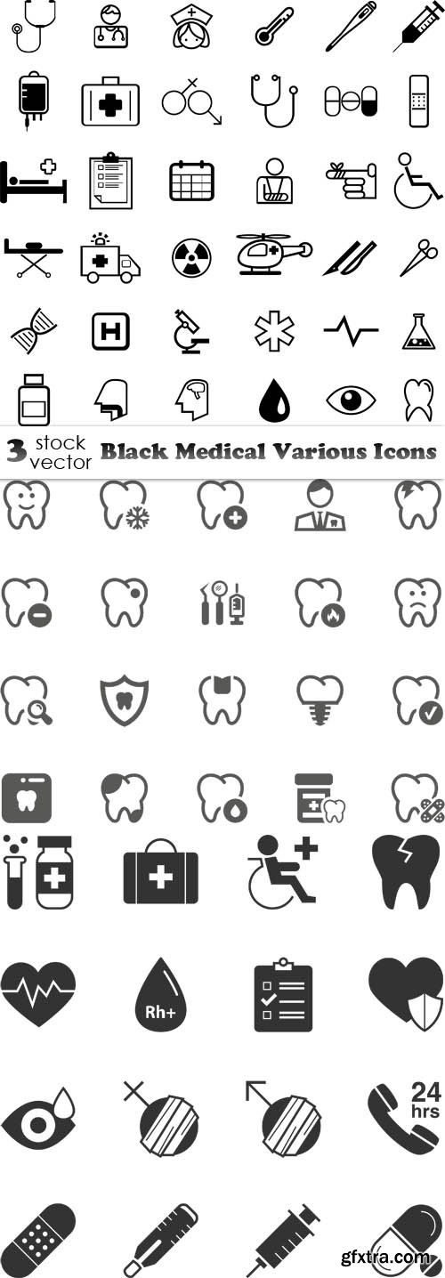 Vectors - Black Medical Various Icons