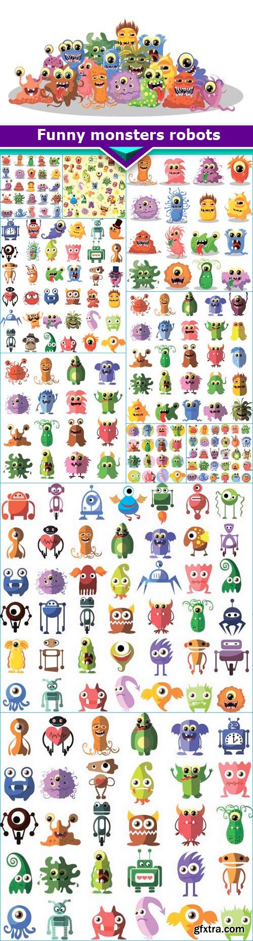 Funny monsters robots 11x EPS