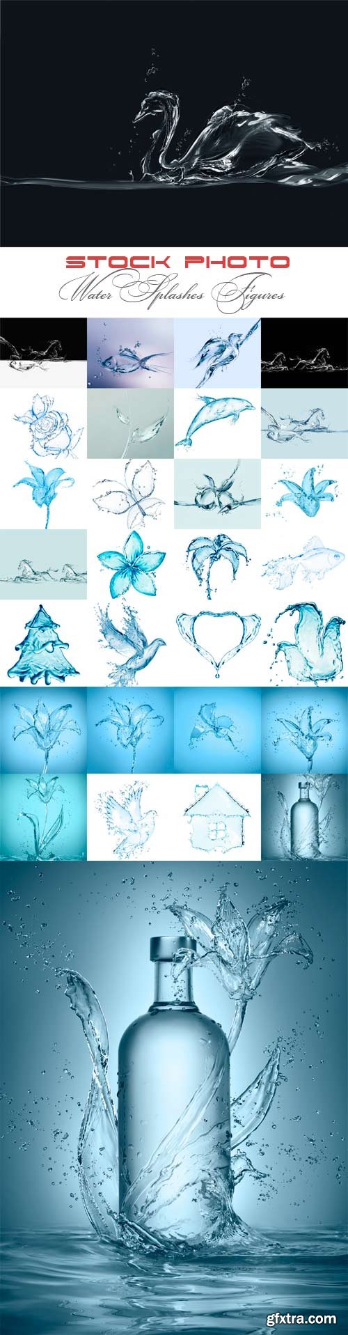 Water splashes figures raster graphics