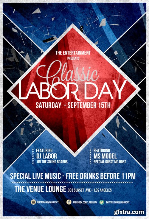 Labor Day Retro Flyer Template