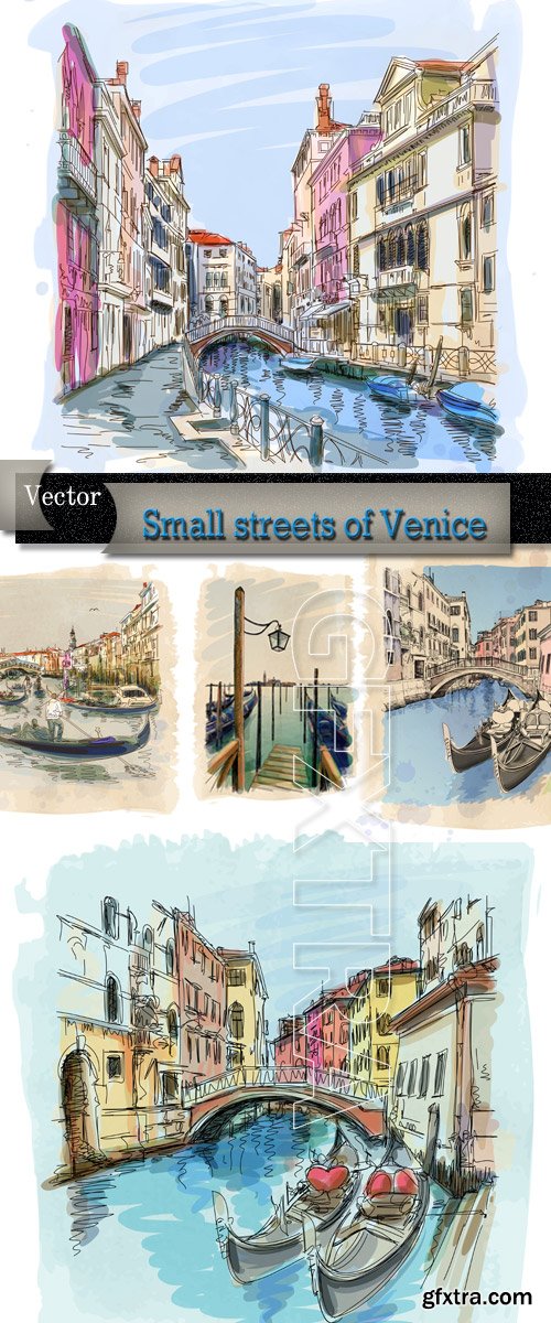 Small streets of Venice in Vector