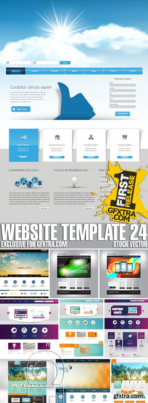 Stock Vectors - Website Template 24, 25xEPS