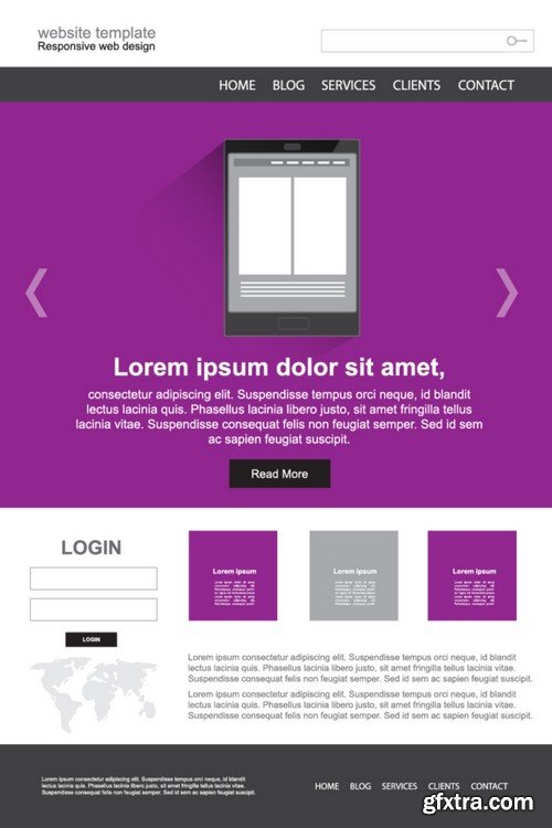 Stock Vectors - Website Template 24, 25xEPS