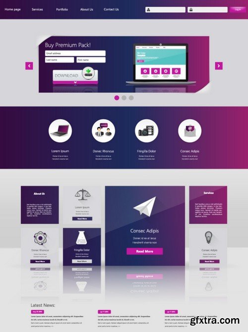 Stock Vectors - Website Template 24, 25xEPS