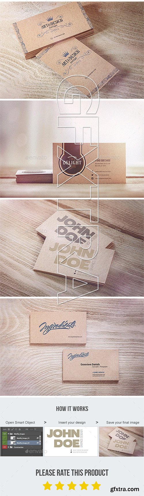 GraphicRiver - Kraft Paper Business Cards MockUp 11406178