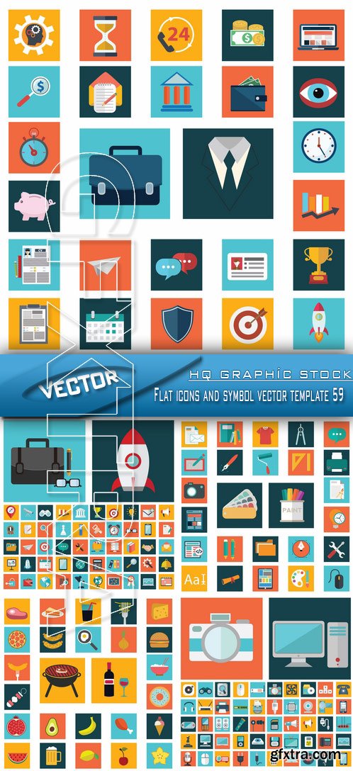 Stock Vector - Flat icons and symbol vector template 59