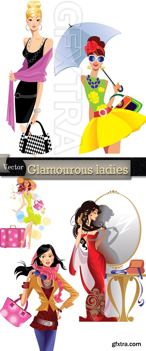 Glamourous ladies with accessories in Vector