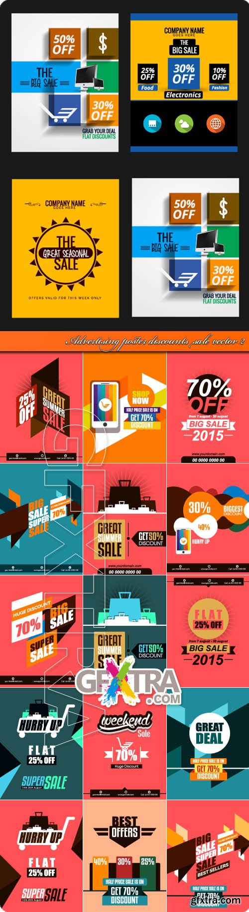 Advertising poster discounts sale vector 2