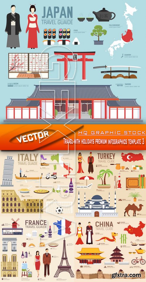 Stock Vector - Travel with holidays premium infographics template 3