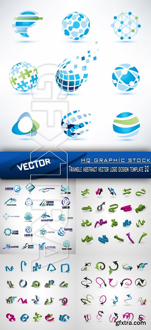 Stock Vector - Triangle abstract vector logo design template 32