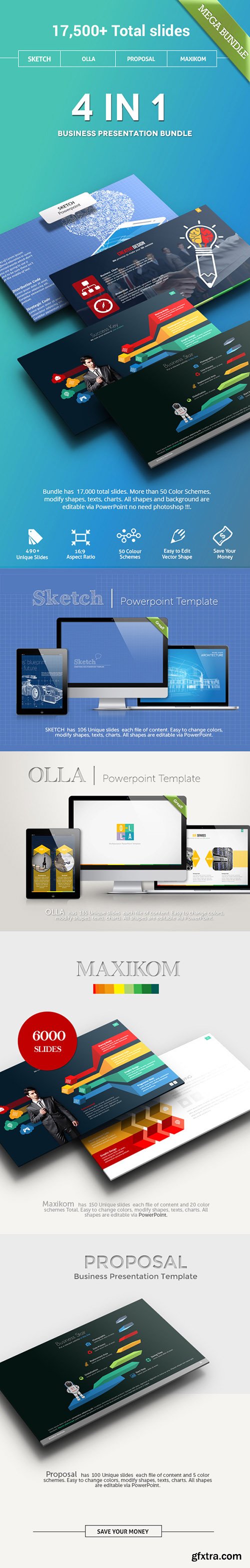 GraphicRiver 4 in 1 Mega Bundle PowerPoint 11377265