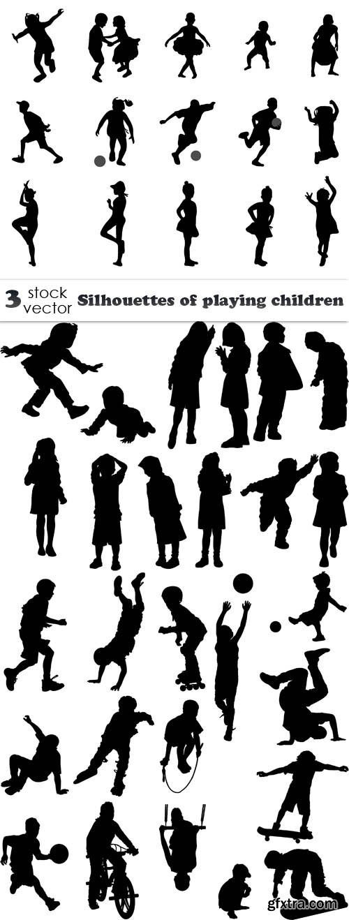 Vectors - Silhouettes of playing children