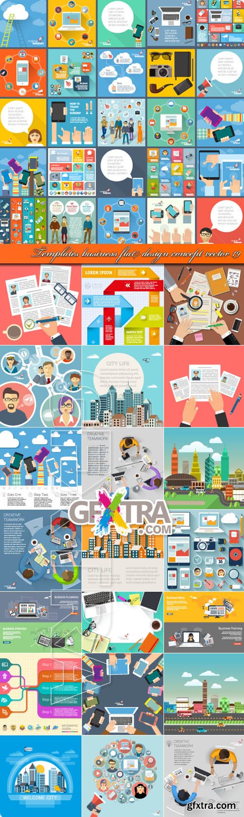 Templates business flat design concept vector 19