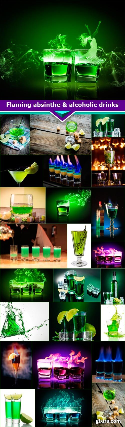 Flaming absinthe &amp; alcoholic drinks 25x JPEG