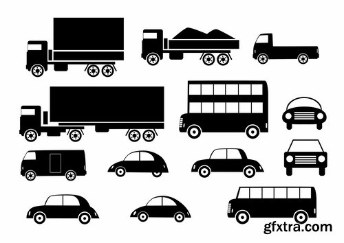 Collection vector silhouette picture grunge helicopter transport plane passenger car 25 Eps