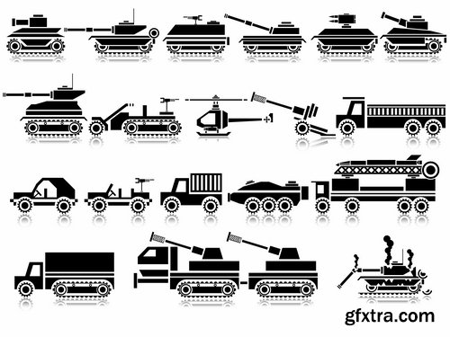 Collection vector silhouette picture grunge helicopter transport plane passenger car 25 Eps