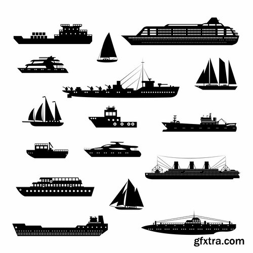 Collection vector silhouette picture grunge helicopter transport plane passenger car 25 Eps