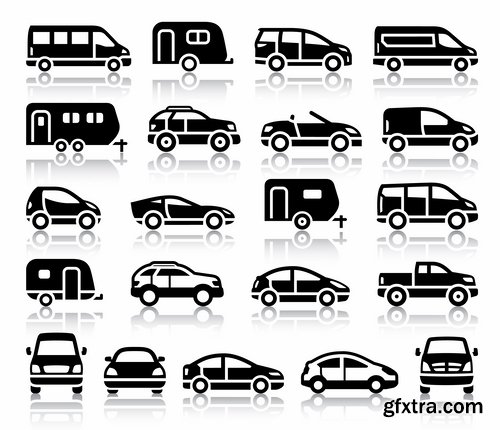 Collection vector silhouette picture grunge helicopter transport plane passenger car 25 Eps