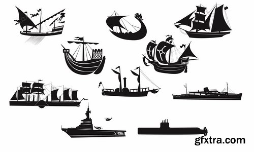 Collection vector silhouette picture grunge helicopter transport plane passenger car 25 Eps