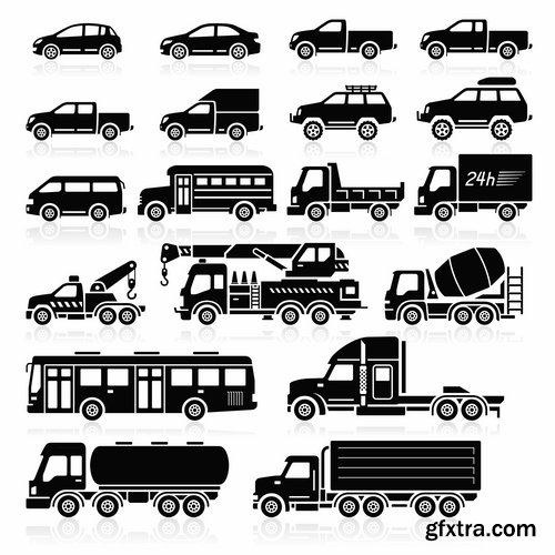 Collection vector silhouette picture grunge helicopter transport plane passenger car 25 Eps