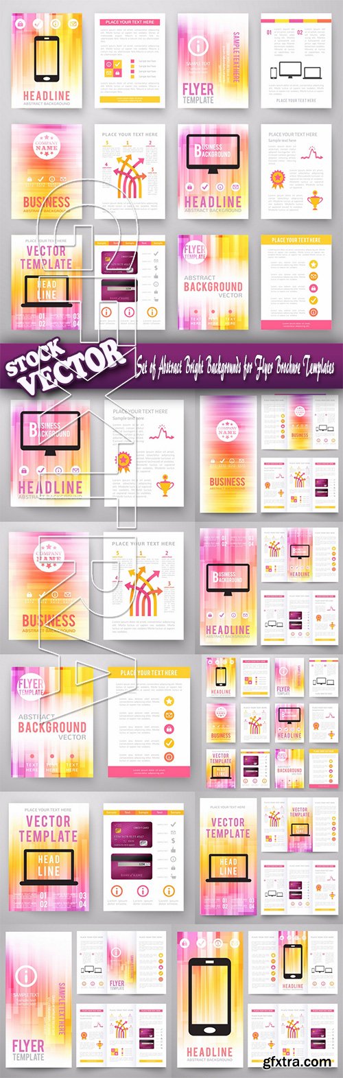 Stock Vector - Set of Abstract Bright Backgrounds for Flyer Brochure Templates