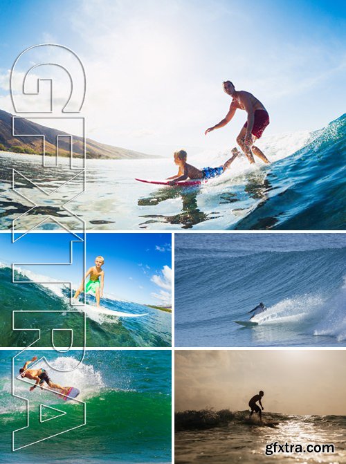 Stock Photos - Surfer On Blue Ocean Wave