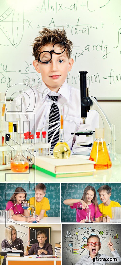 Stock Photos - Young School Kids Doing A Chemistry Experiment