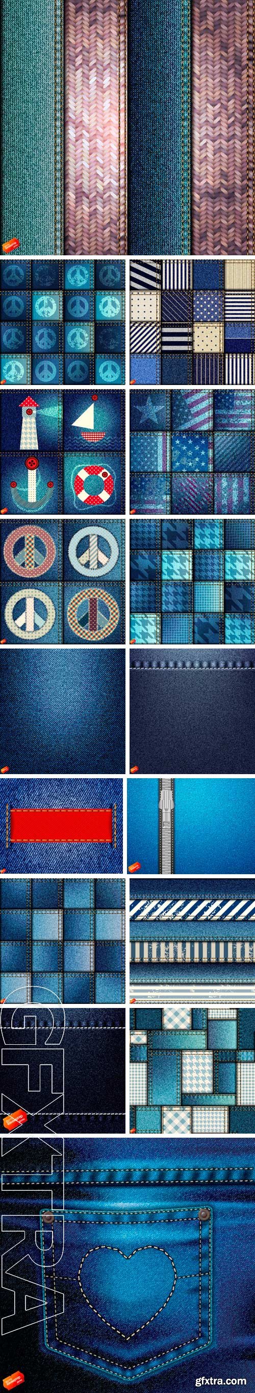 Stock Vectors - Seamless background pattern. Patchwork of denim fabric