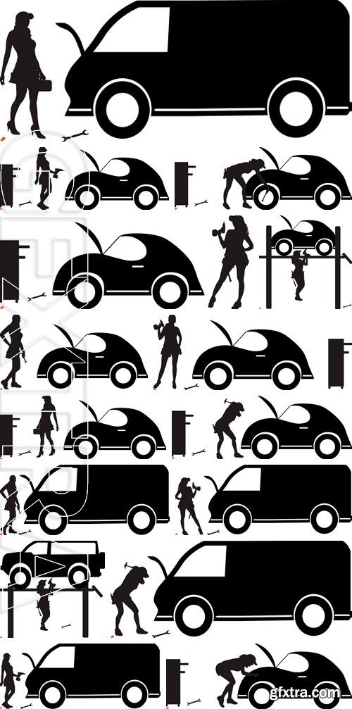 Stock Vectors - Vector silhouette car repairs on a white background