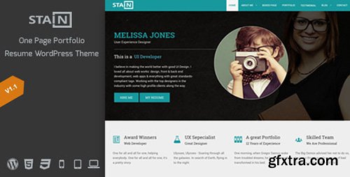 ThemeForest - Stain v1.0 - One Page Portfolio Resume WordPress Theme - 10062382