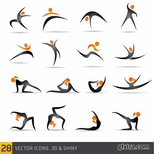 Collection of vector picture fitness exercises different sport exercise 25 Eps