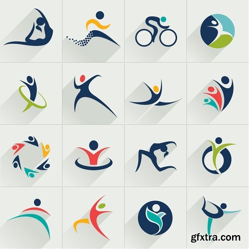 Collection of vector picture fitness exercises different sport exercise 25 Eps