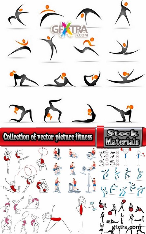 Collection of vector picture fitness exercises different sport exercise 25 Eps