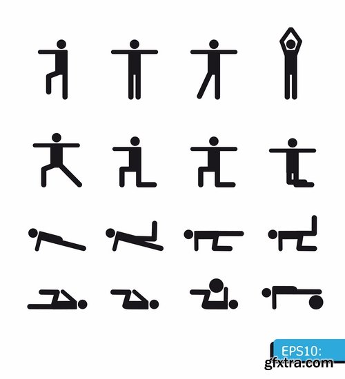 Collection of vector picture fitness exercises different sport exercise 25 Eps