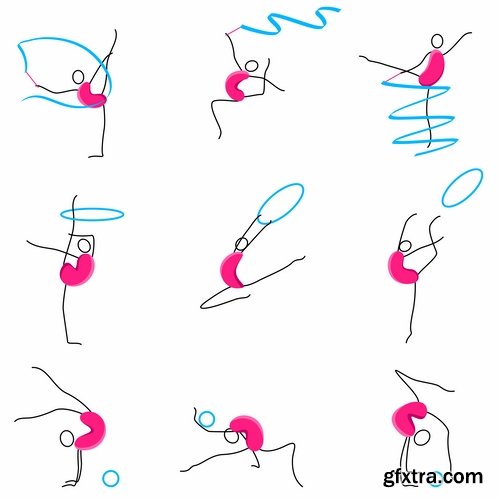 Collection of vector picture fitness exercises different sport exercise 25 Eps