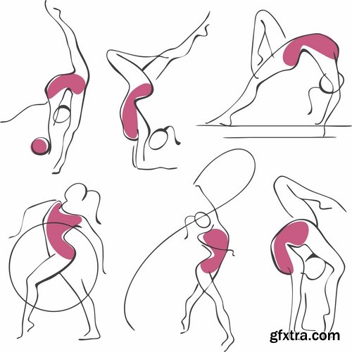 Collection of vector picture fitness exercises different sport exercise 25 Eps