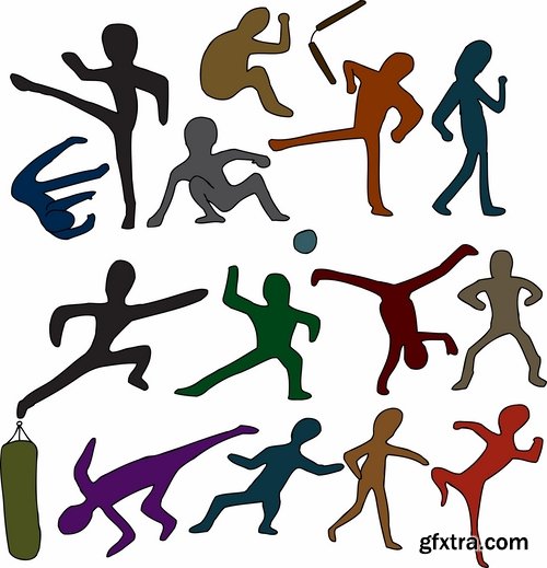 Collection of vector picture fitness exercises different sport exercise 25 Eps