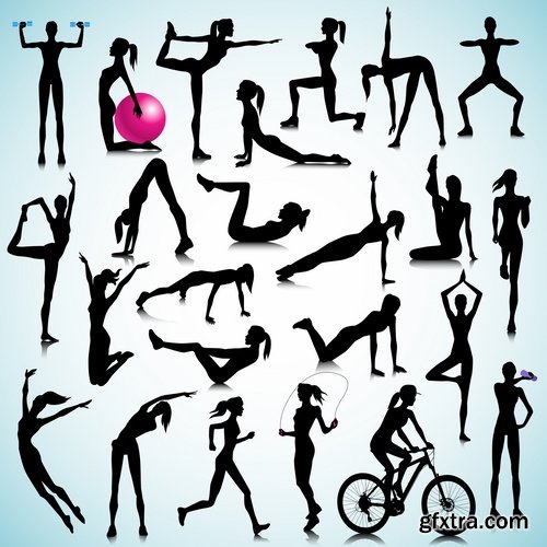 Collection of vector picture fitness exercises different sport exercise 25 Eps