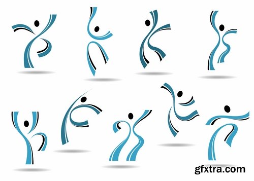 Collection of vector picture fitness exercises different sport exercise 25 Eps