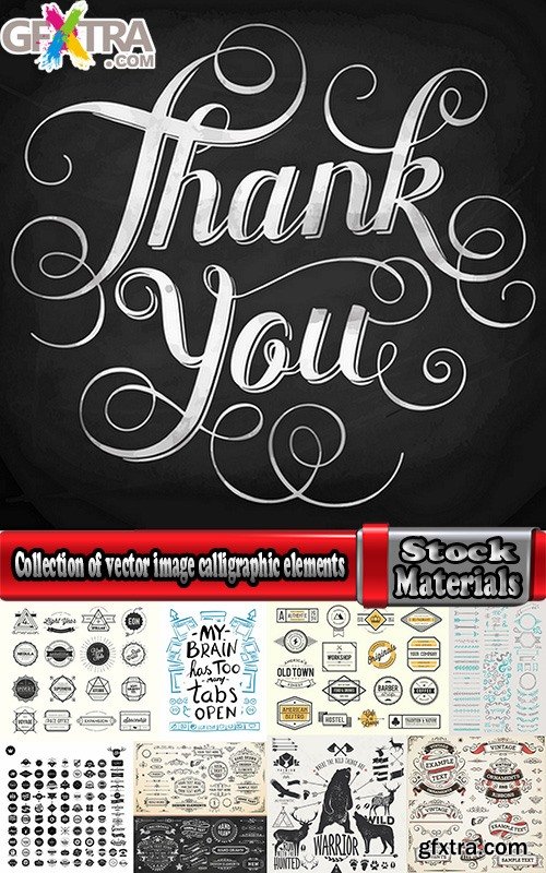 Collection of vector image calligraphic elements vintage design element #2-25 Eps