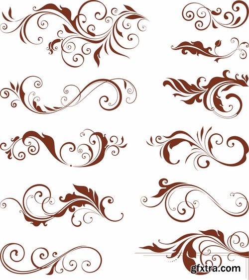 Collection of vector image calligraphic elements vintage design element #2-25 Eps