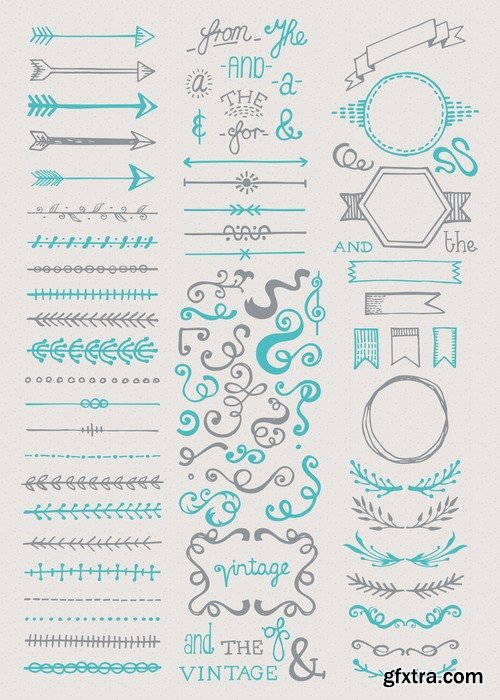 Collection of vector image calligraphic elements vintage design element #2-25 Eps